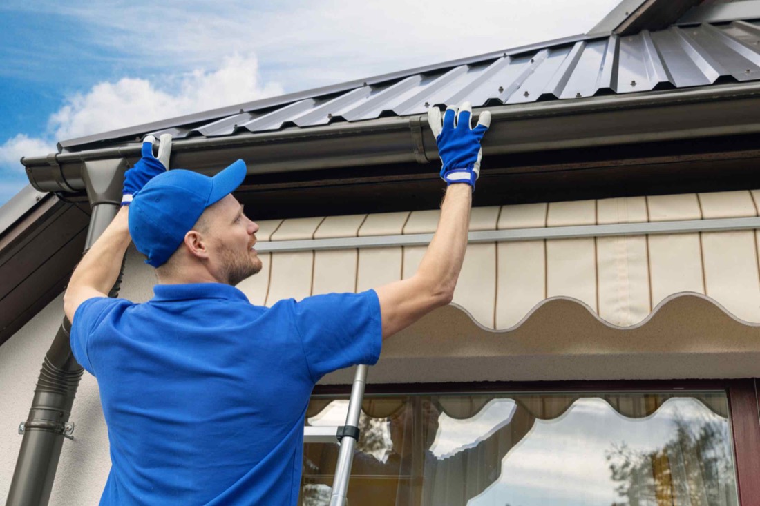 Gutter and roofline work at a home